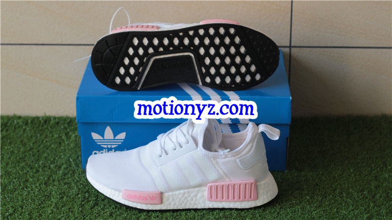 Real Boost Adidas NMD R1 White Pink GS